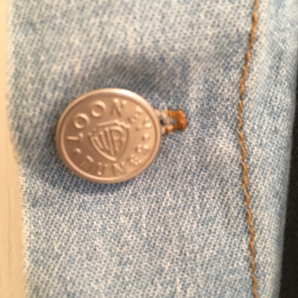 Vintage Looney Tunes Denim Overalls Style Dress with Rivet Buttons Ladies Large - Picture 8 of 11